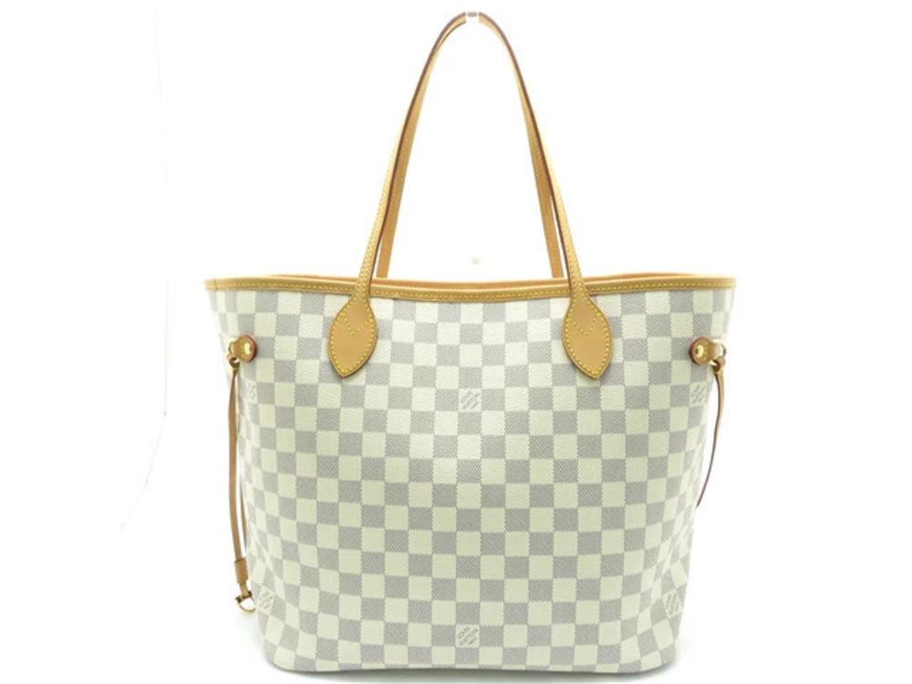 LOUIS VUITTON Neverfull Tote Bag Damier Azur White Rose Pink Ballerine